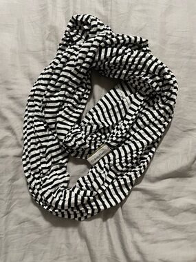 3/$10 Calvin Klein Black & White Striped Infinity Scarf
